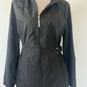 Flattering Jones New York Women's Black raincoat Utility hooded Jacket large